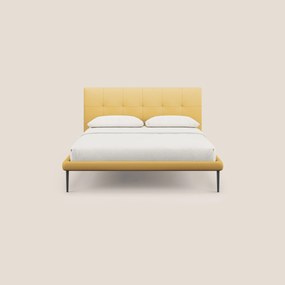 Midori letto imbottito trapuntato in ecopelle con piedini alti T04