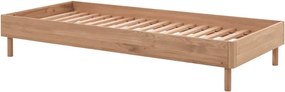 Letto singolo di colore naturale in rovere massiccio senza testiera con rete inclusa 90x200 cm Forrest – Vipack