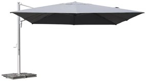 Ombrellone a palo laterale bianco / argento SOMBRA CONTRACT NATERIAL L 400 x 400 cm con telo grigio