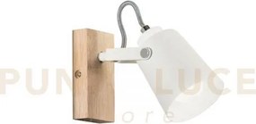 Applique a parete eda bianca e legno 1 luce attacco e14 15,9x12,3x1...