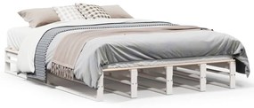 Letto Senza Materasso Bianco 140x200 Cm Legno Massello Di Pino /