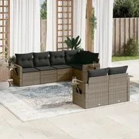 Set Divani da Giardino 7 pz con Cuscini Grigio in Polyrattan 3252747