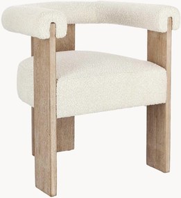 Sedia da pranzo in bouclé e legno di gomma con braccioli Agape