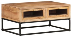 Tavolino Da Salotto 90x60x40 Cm İn Legno Massello Di Acacia /