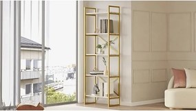 Libreria Oro 58x30x175 Cm 5 Ripiani Effetto Marmo Decus
