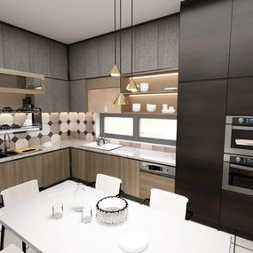 Lampadario a Sospensione in Acciaio ELIT 3 PREMIUM Nero e Oro 3xGX53