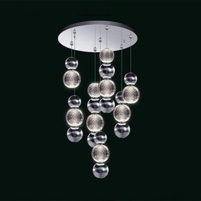 Plafoniera Da Soffitto Moderno Brillante Acrilico E Metallo Cromo Led 40W