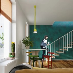 Lampadario su filo DIEGO 3xE27/60W/230V giallo