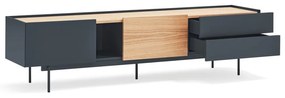 Tavolo TV in rovere decorato in colore antracite-naturale 180x45 cm Otto - Teulat