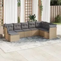 Set Divano da Giardino 8 pz con Cuscini Beige in Polyrattan 3249888