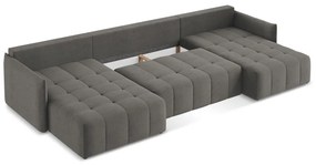 Divano angolare grigio scuro allungabile/con contenitore (a U) Moku – Makamii