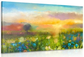 Quadro su tela – Pittura a olio di fiori di campo