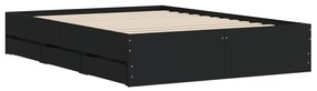 Giroletto con cassetti nero 120x200 cm in legno multistrato