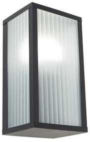 Lampada da parete smart per esterni nera con vetro scanalato incl. WiFi A60 - Charlois