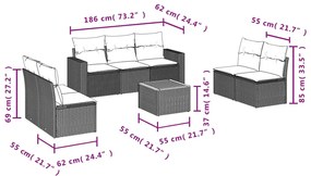 Set Divani da Giardino con Cuscini 8 pz Nero in Polyrattan