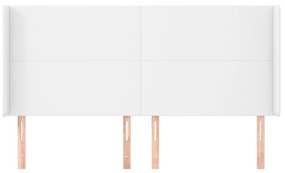 Testiera ad orecchio bianco 183x16x118/128 cm in similpelle