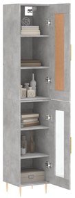 Credenza grigio cemento 34,5x34x180 cm in legno multistrato