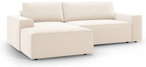 Divano angolare beige allungabile/con contenitore (con penisola a sinistra/con chaise lounge) con rivestimento in velluto Jodie – Micadoni