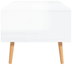 Tavolino Salotto Bianco Lucido 100x49,5x43 cm Legno Multistrato