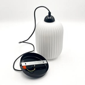 Lampadario a sospensione con filo HARMA 1xE27/15W/230V diametro 14 cm bianco/nero