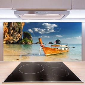 Rivestimento parete cucina Paesaggio marino in barca 100x50 cm