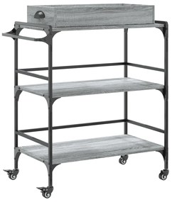 Carrello cucina grigio sonoma 81,5x41x92,5 cm legno multistrato