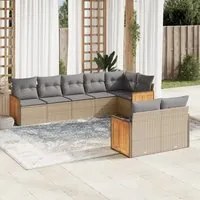 Set Divano da Giardino 8 pz con Cuscini Beige in Polyrattan 3260232