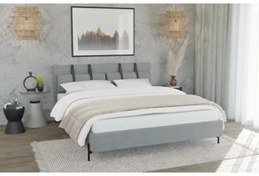 Letto matrimoniale imbottito grigio chiaro con griglia 160x200 cm Tulsa - Ropez