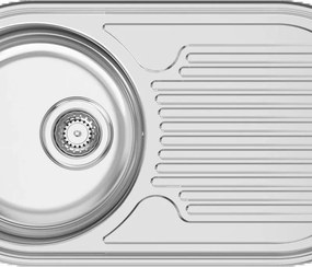 Lavello semincasso tondo 1 vasca in inox argento RODI Semi Dueto L 84.7 x L 44.4 cm, reversibile