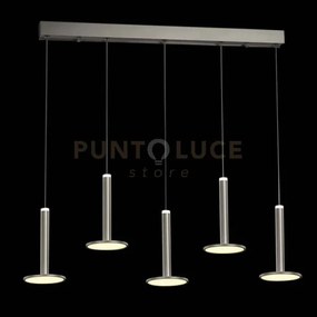 Lampadario led lineare a 5 pendenti tua md17033012-5bsn cromo