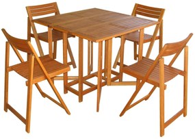 FALCO - set tavolo e 4 sedie in acacia