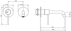 Treemme Up+ miscelatore monocomando lavabo 176mm senza parte incasso cromo