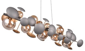 Lampada a sospensione con paralume in vetro grigio-oro Bubble - Trio Select