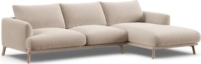 Divano angolare beige (con penisola a destra/con chaise lounge) con rivestimento in velluto Naomi – Micadoni