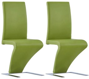 Sedie Da Pranzo Con Struttura A Zigzag 2 Pz Verdi İn Similpelle /