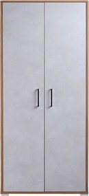 Scarpiera 2 ante grande in legno con ripiani 70x189h cm Noce chiaro anta cemento chiaro
