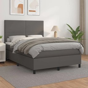 Giroletto A Molle Con Materasso Grigio 140x190 Cm İn Similpelle /