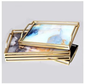 SET 2x Vassoio decorativo 40x30/35x25 cm oro