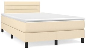 Letto a molle con materasso e led crema 120x190 cm in tessuto