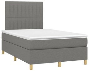 Letto a molle materasso e led grigio scuro 120x200cm in tessuto