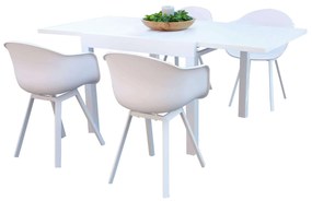 JERRI - set tavolo in alluminio cm 90/180 x 90 x 75 h con 4 poltrone Jessie