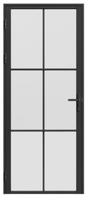 Blocco porta reversibile H204 x L73 cm in Alluminio e Vetro smerigliato Nero  - SEROTO