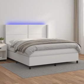 Giroletto Molle Con Materasso E Led Bianco 160x200cm Similpelle /