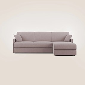 Evans Divano letto angolare con penisola in morbido tessuto impermeabile T02 rosa