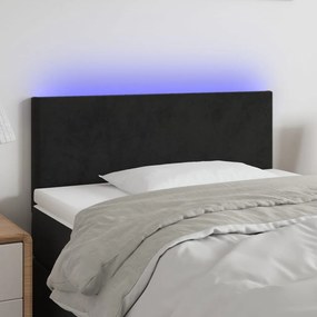 Testiera A Led Nera 100x5x78/88 Cm İn Velluto /