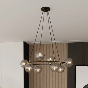 Lampadario a Sospensione AZURA 8 in Acciaio e Vetro 8xE14 Colore del corpo Nero e Grafite
