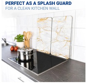 Set di 2 copri stufe in vetro in marmo bianco-oro, 52 x 30 cm Universal - Wenko
