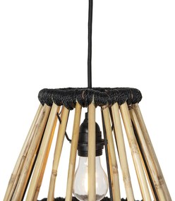 Lampada a sospensione orientale in bambù con nero 32 cm - Evalin