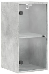 Mobile a muro con ante in vetro grigio cemento 35x37x68,5 cm