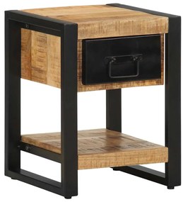 Comodino 35x34x45 Cm İn Legno Massello Mango Grezzo /